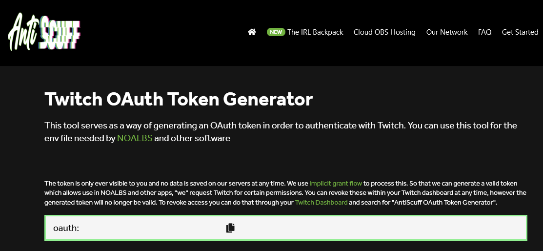 Copy the oauth