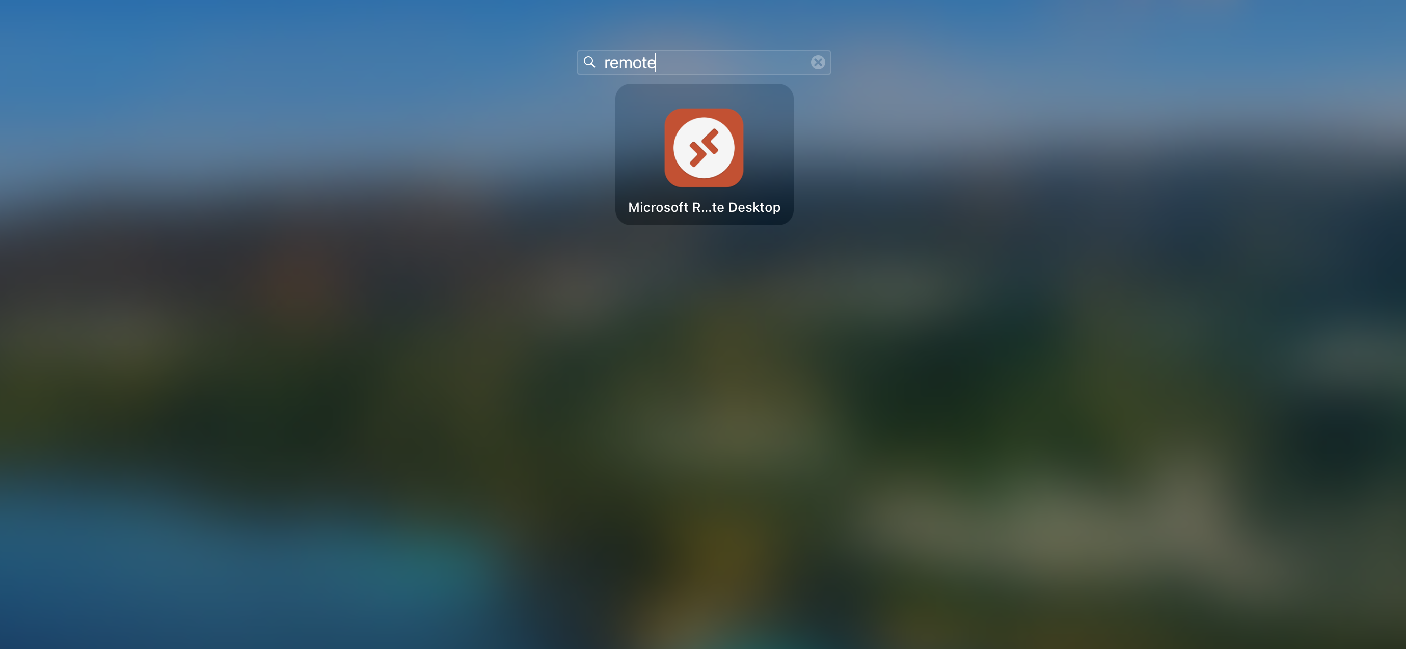MacOS Desktop - Searching for Microsoft Remote Desktop in App Drawer