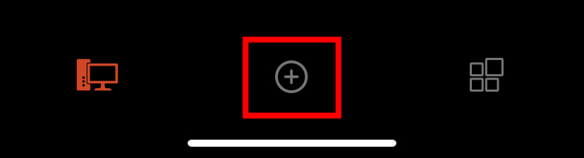 Plus icon on Microsoft Remote Desktop to add a new server